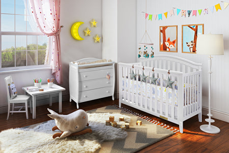 AFG Baby Kali II 4-in-1 Convertible Crib with Leila II 3-Drawer Changer in White