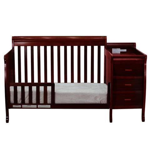 Image of AFG Baby Furniture Kimberly 3-in-1 Baby Convertible Crib with Changer in Cherry