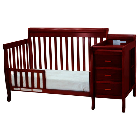 Image of AFG Baby Furniture Kimberly 3-in-1 Baby Convertible Crib with Changer in Cherry
