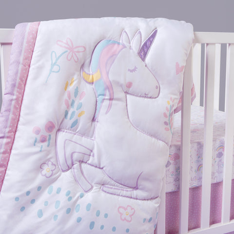 Image of Sammy and Lou Sweet Unicorn 4 Piece Crib Bedding Set