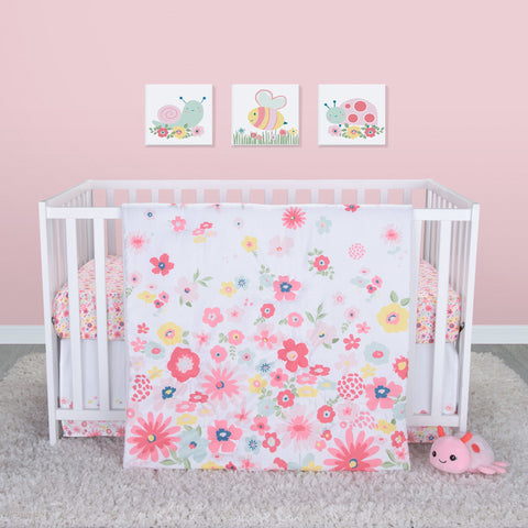 Image of Sammy and Lou Floral Sprinkles 4 Piece Crib Bedding Set