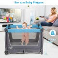 Costway 4-in-1 Convertible Portable Baby Play yard with Toys and Music Player