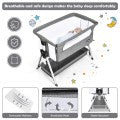 Costway Adjustable Baby Bedside Crib with Large Storage