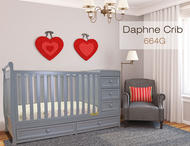 Athena Daphne 2 in 1 Convertible Crib in Gray