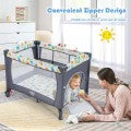 Costway 5 in 1 Baby Nursery Center Foldable Toddler Bedside Crib with Music Box