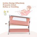 Costway Baby Bed Side Crib Portable Adjustable Infant Travel Sleeper Bassinet
