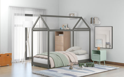Image of Twin Size Wooden House Bed
