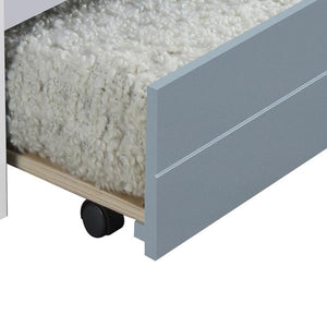 Transitional Wooden Trundle Bed With Caster Wheels in Gray