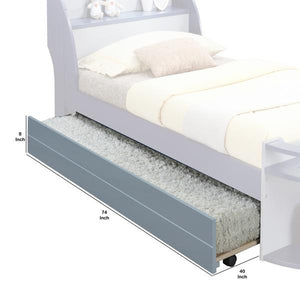 Transitional Wooden Trundle Bed With Caster Wheels in Gray