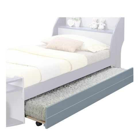 Image of Transitional Wooden Trundle Bed With Caster Wheels in Gray