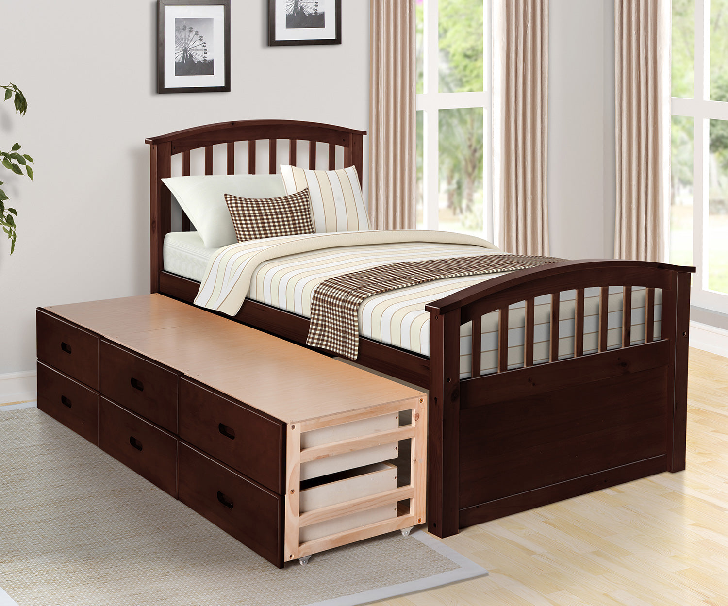 Oris Fur. Twin Size Platform Storage Bed Solid Wood Bed with 6 Drawers ...