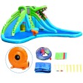 Image of Costway Inflatable Water Park Crocodile Bouncer Dual Slide Climbing Wall