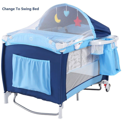 Image of Foldable Baby Crib Playpen w/ Mosquito Net and Bag