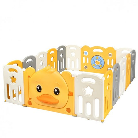 Image of Costway 16-Panel Foldable Baby Playpen with Sound