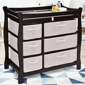 Sleigh Baby Changing Table with 6 Basket Drawers