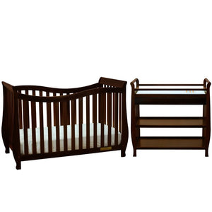 Athena Lorie 4 in 1 Convertible Crib with Changing Table in Espresso