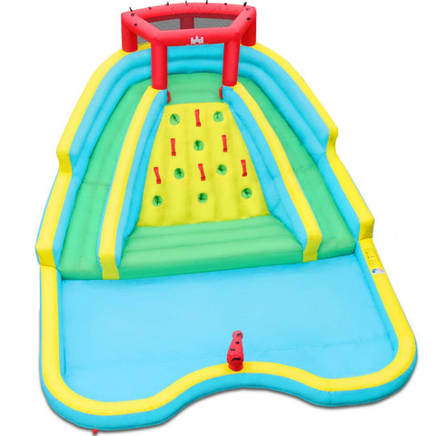 Image of Costway Double Side Inflatable Water Slide Park with Climbing Wall