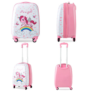 Costway Kids Backpack Suitcase with Wheels Carry On in  Pink