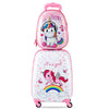 Costway Kids Backpack Suitcase with Wheels Carry On in  Pink